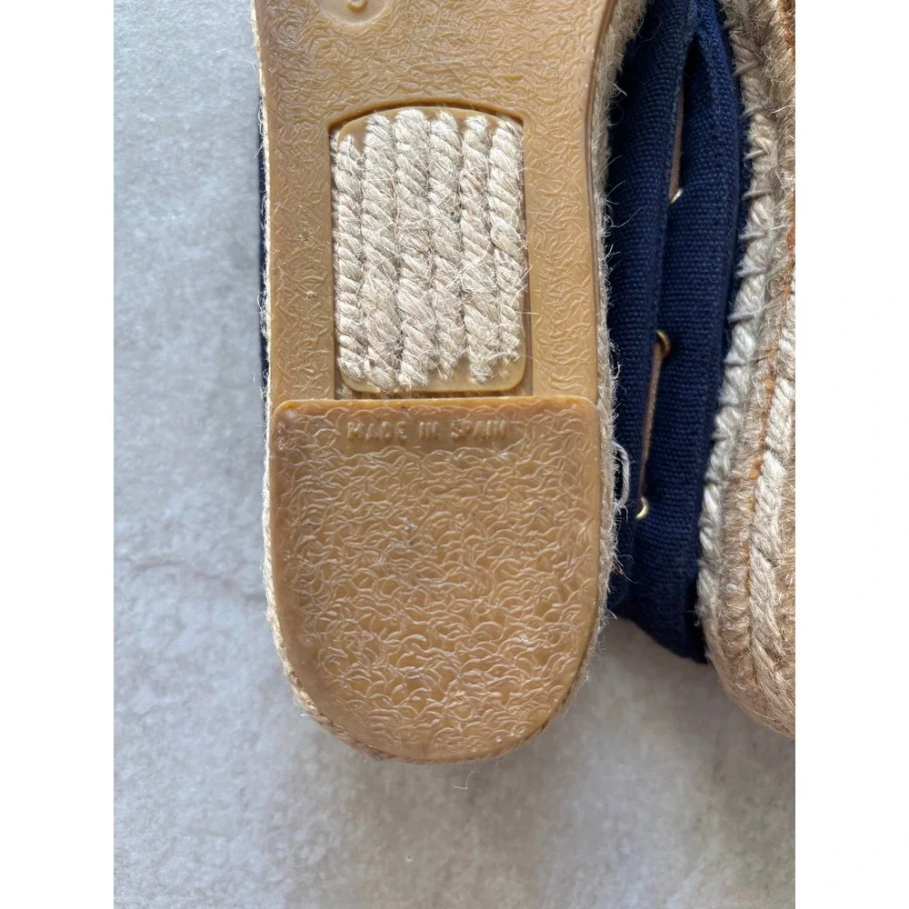 Tory Burch Blanton Espadrille Womens 9 Blue Tan Jute Resort Travel Vacation Boat